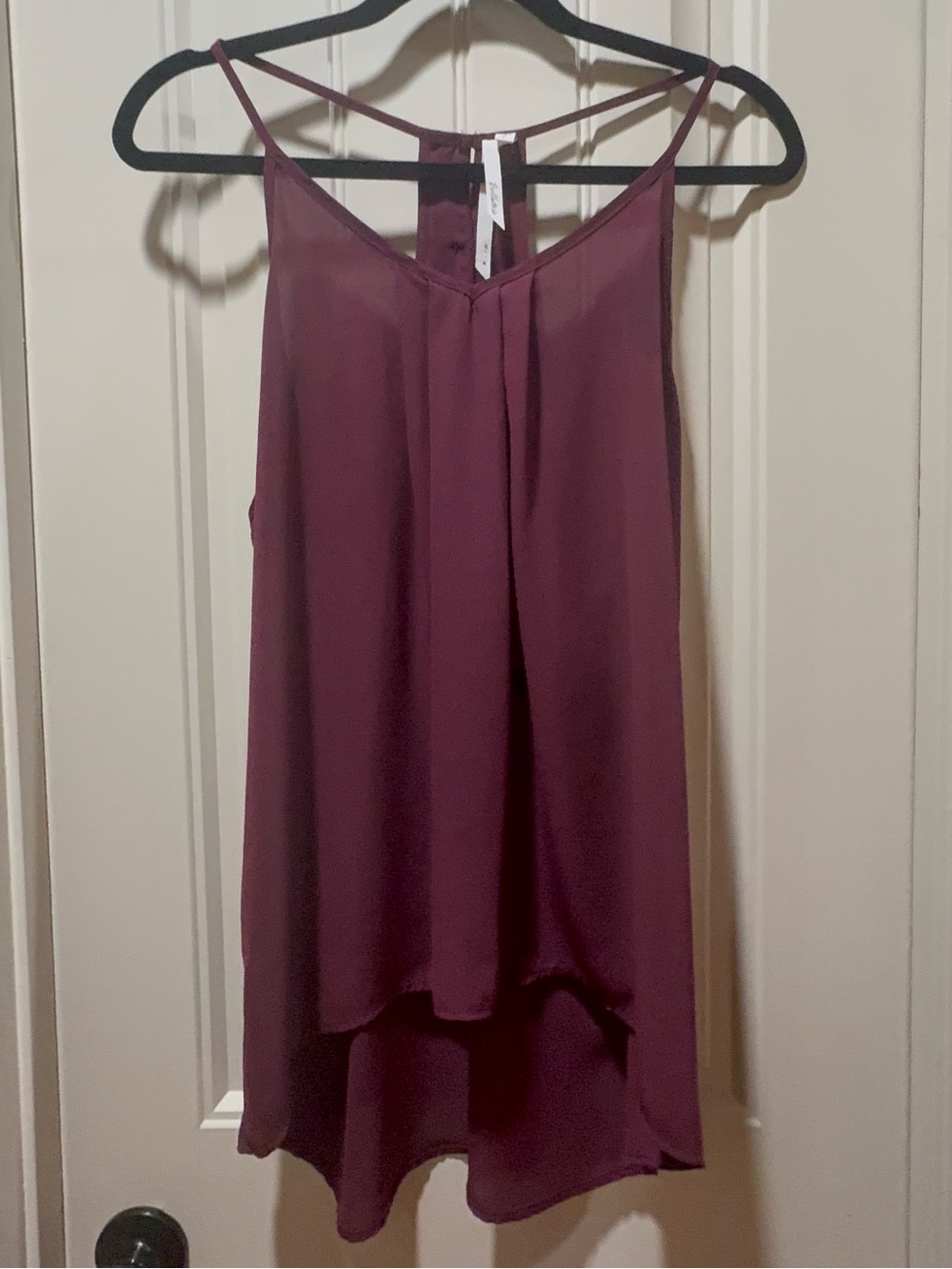 Bellatrix Strappy Back Chiffon Cami Tank Top Burgundy Large